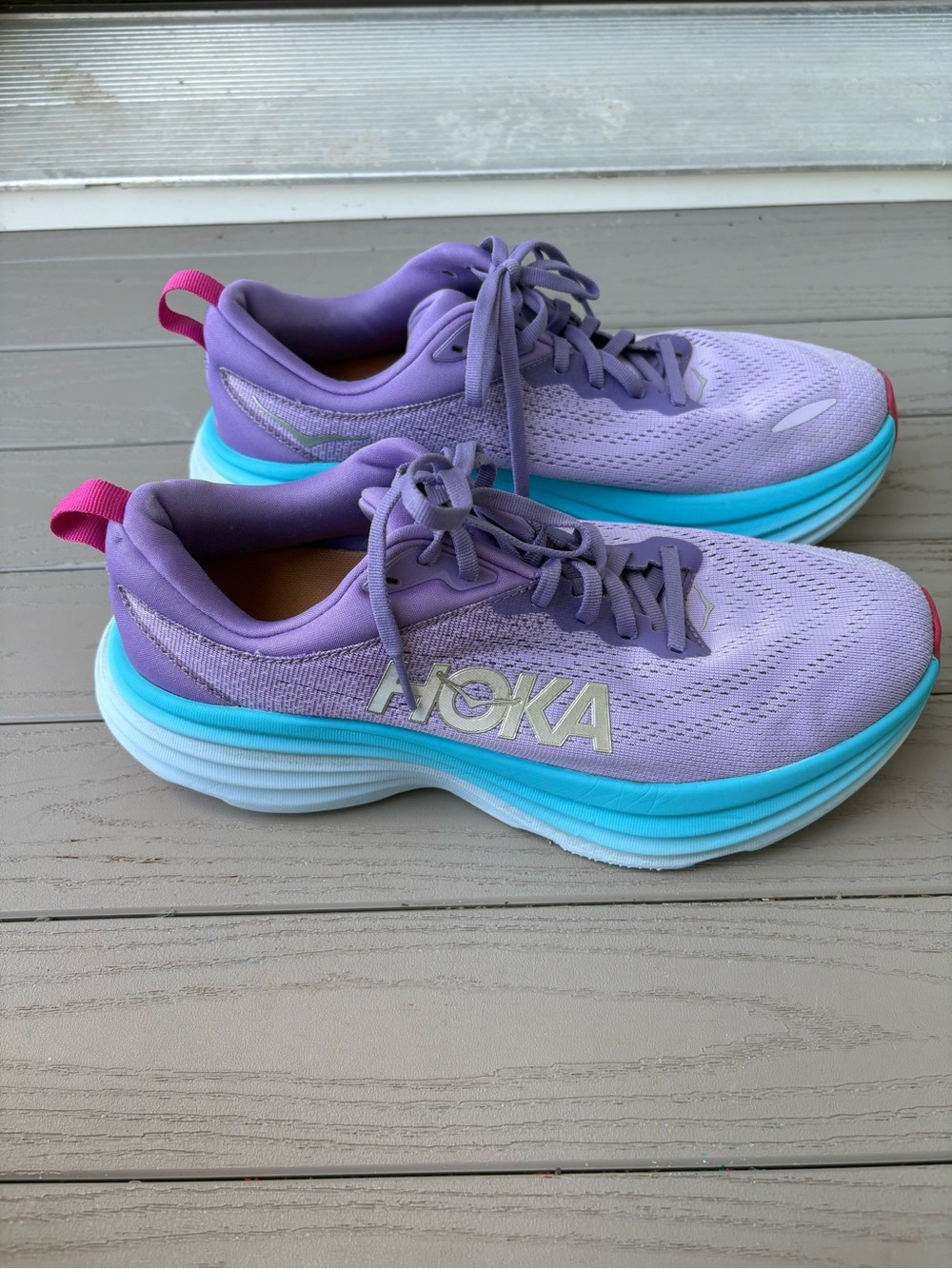 Hoka One One Bondi 8 Women's Purple Running Athletic Comfort Shoes size 9.5